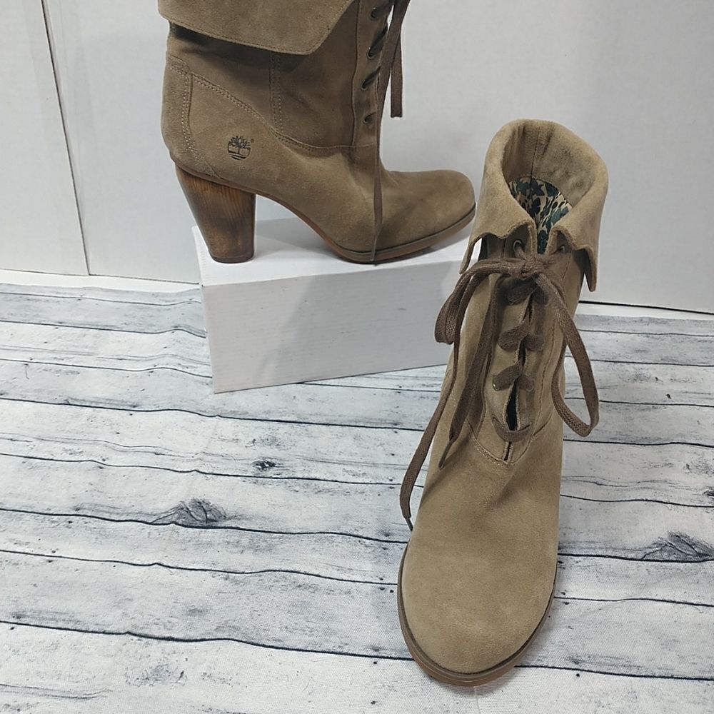 Timberland Earthkeepers Navali Lace Platform SZ 7.5 Womens Boots Taupe 18699